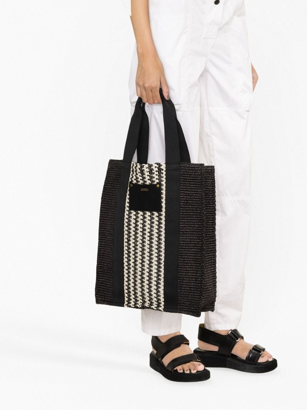 stripe-panel tote bag - 3