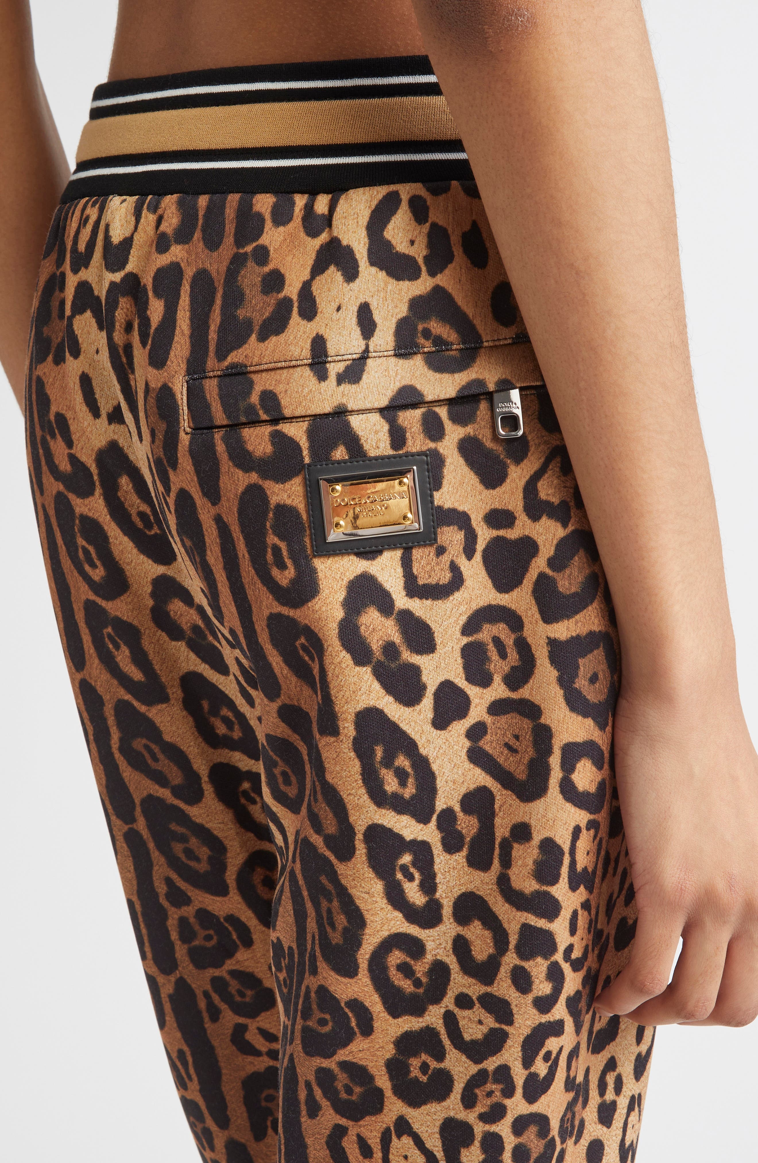 Dolce&Gabbana Leopard Print Joggers in Hynbm Leo Fondo Naturale at Nordstrom - 5