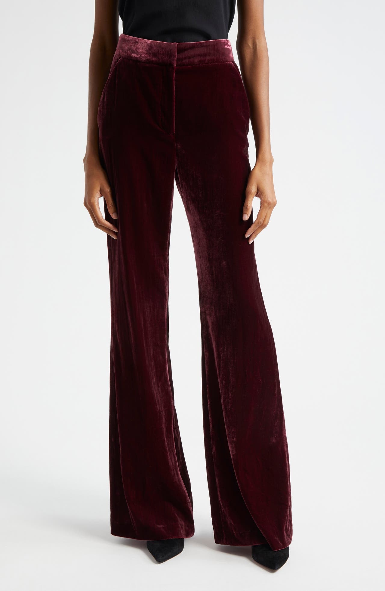 Veronica Beard Lebone Velvet Wide Leg Pants in Wine at Nordstrom - 1