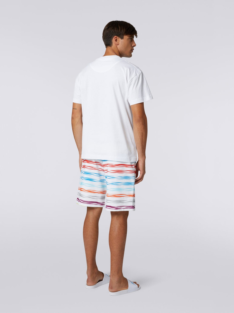 Crew-neck oversized cotton T-shirt with multicoloured logo lettering 4