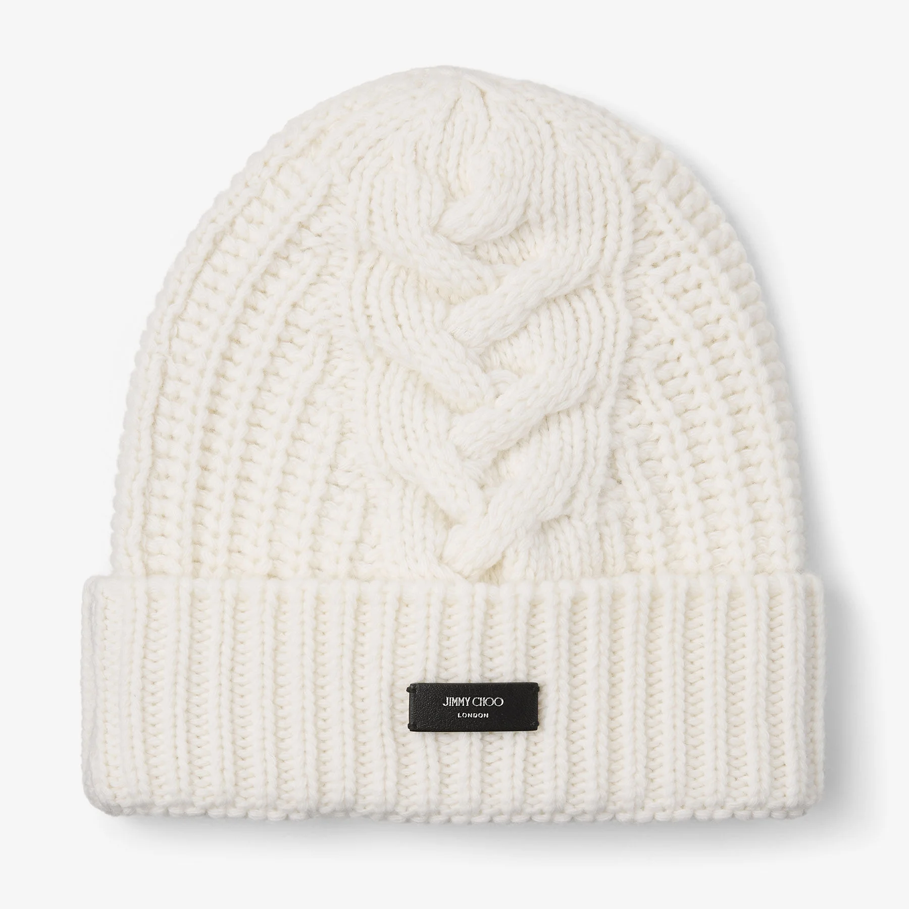 Yuki Cable
Latte Cable Knit Beanie with Leather Logo Tag - 1