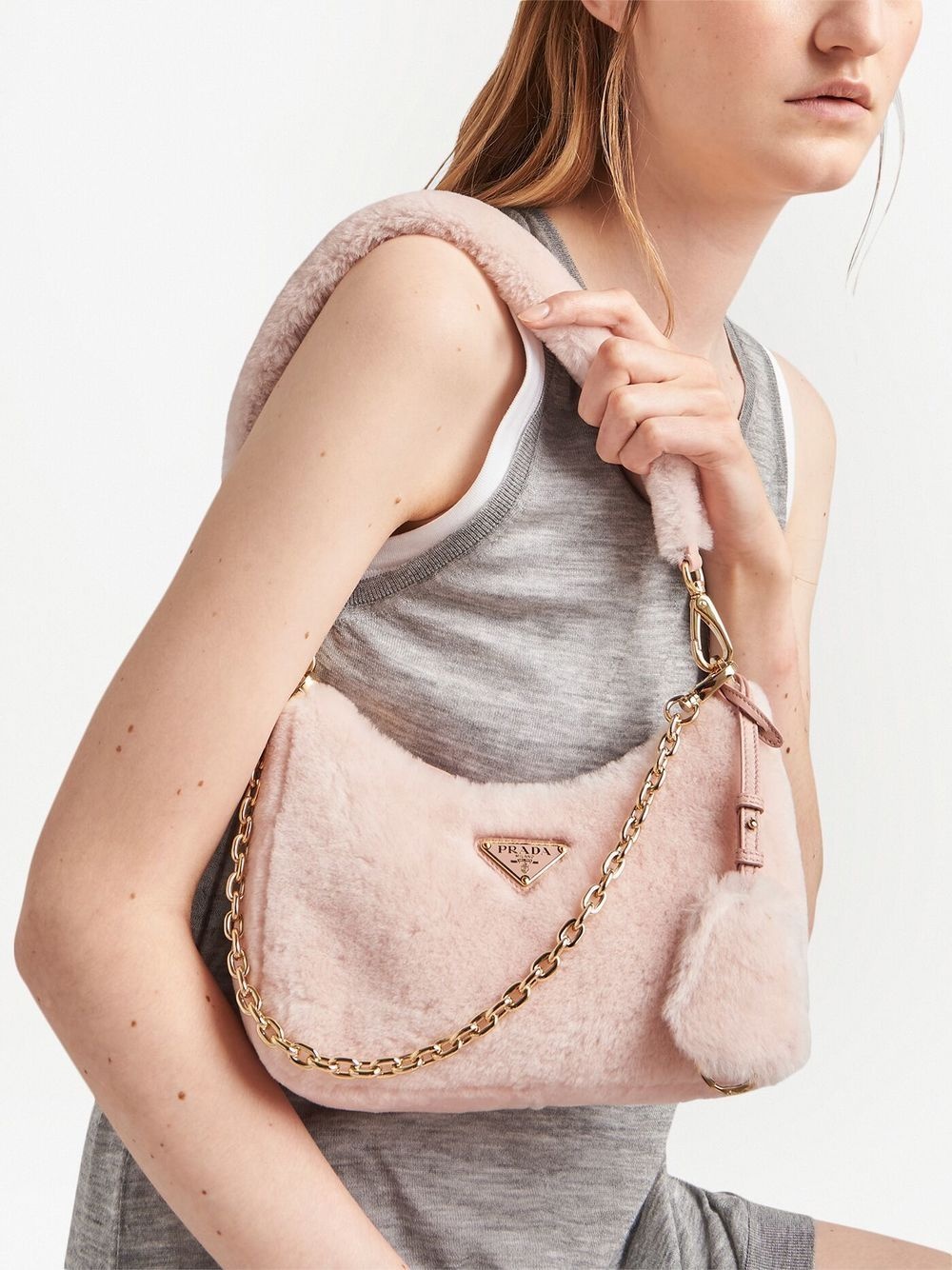 mini shearling shoulder bag - 6