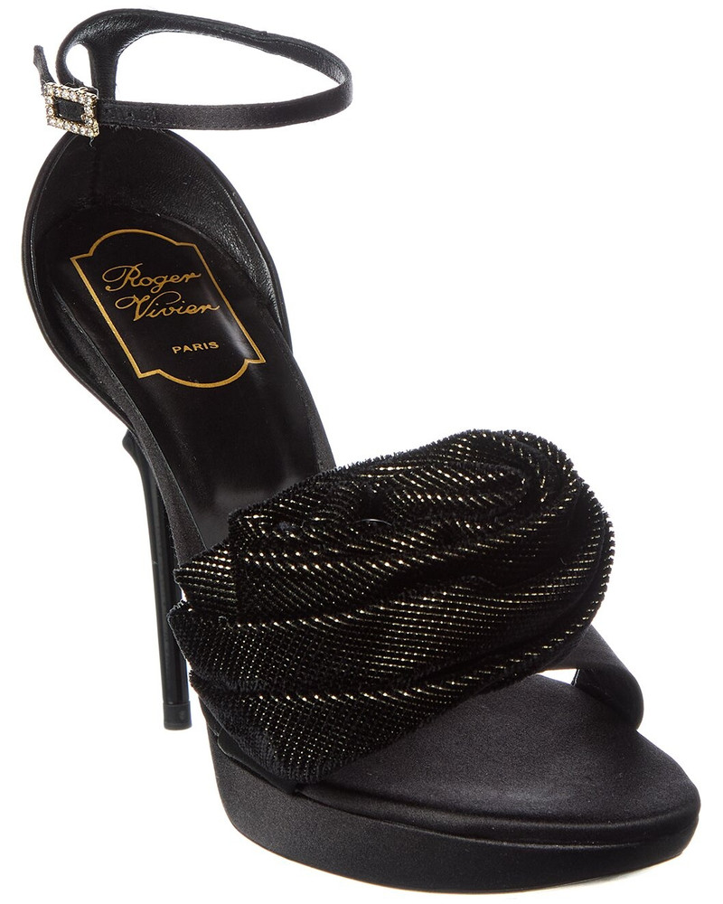 Roger Vivier Rose Satin & Velvet Platform Sandal 1