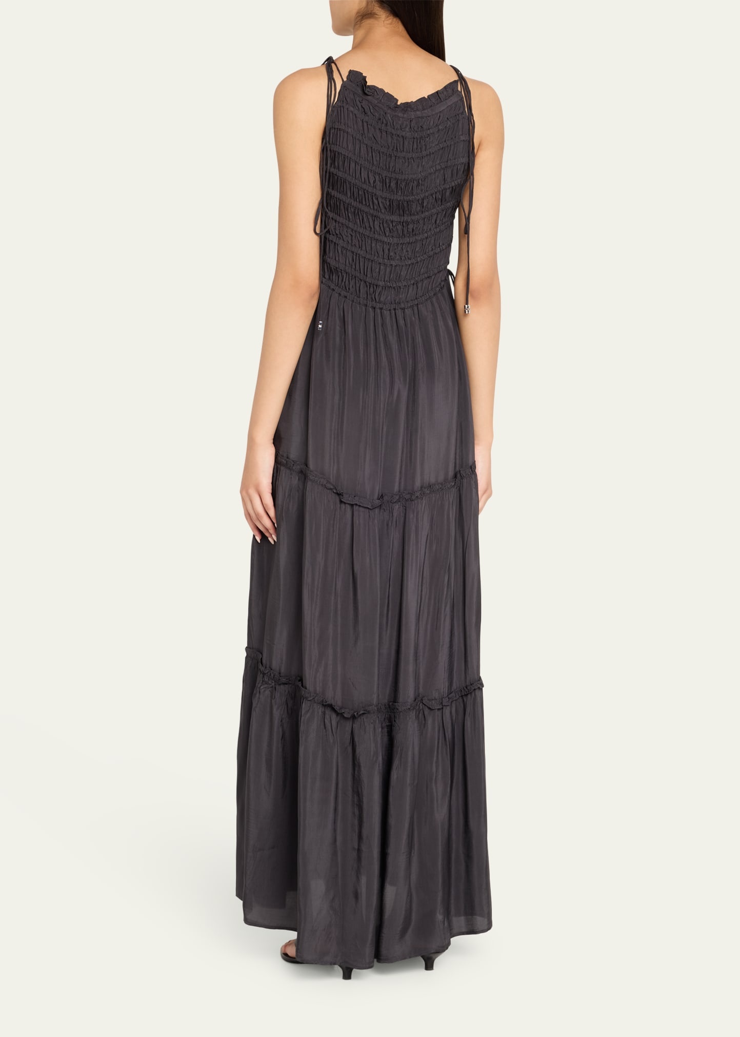 Tie-Strap Smocked Maxi Slip Dress - 3
