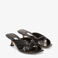 サンダル・ミュール Jimmy Choo Black Leather Staz Mules Jimmy Choo - Stacey Black Suede Open Toe Sandal Mule, 65mm