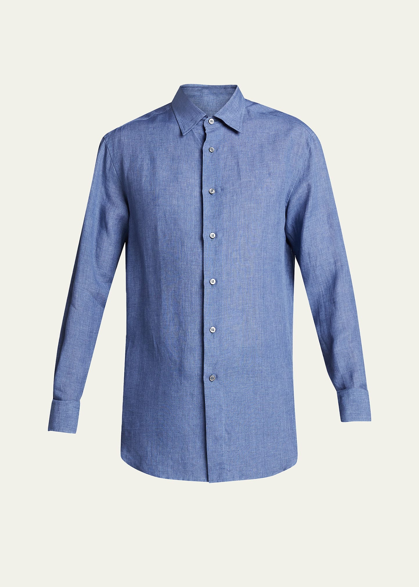 Men's Solid Linen Sport Shirt - 1