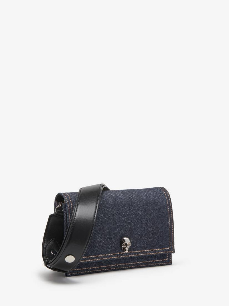 Alexander McQueen Women's The Biker Small Skull Bag in Denim outlook