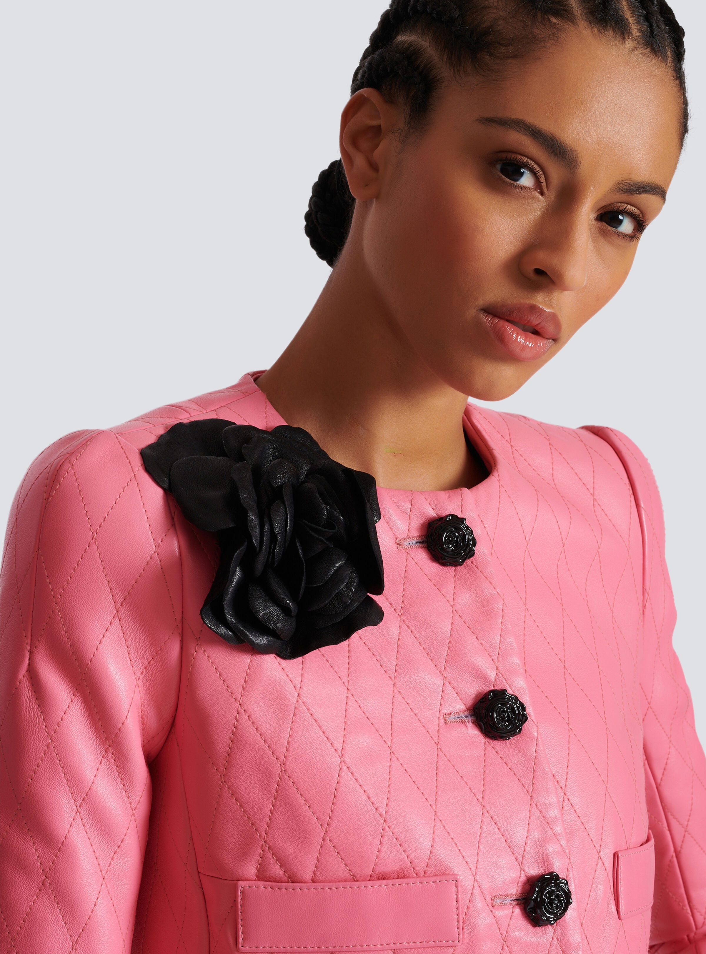 Quilted cropped leather jacket - 8