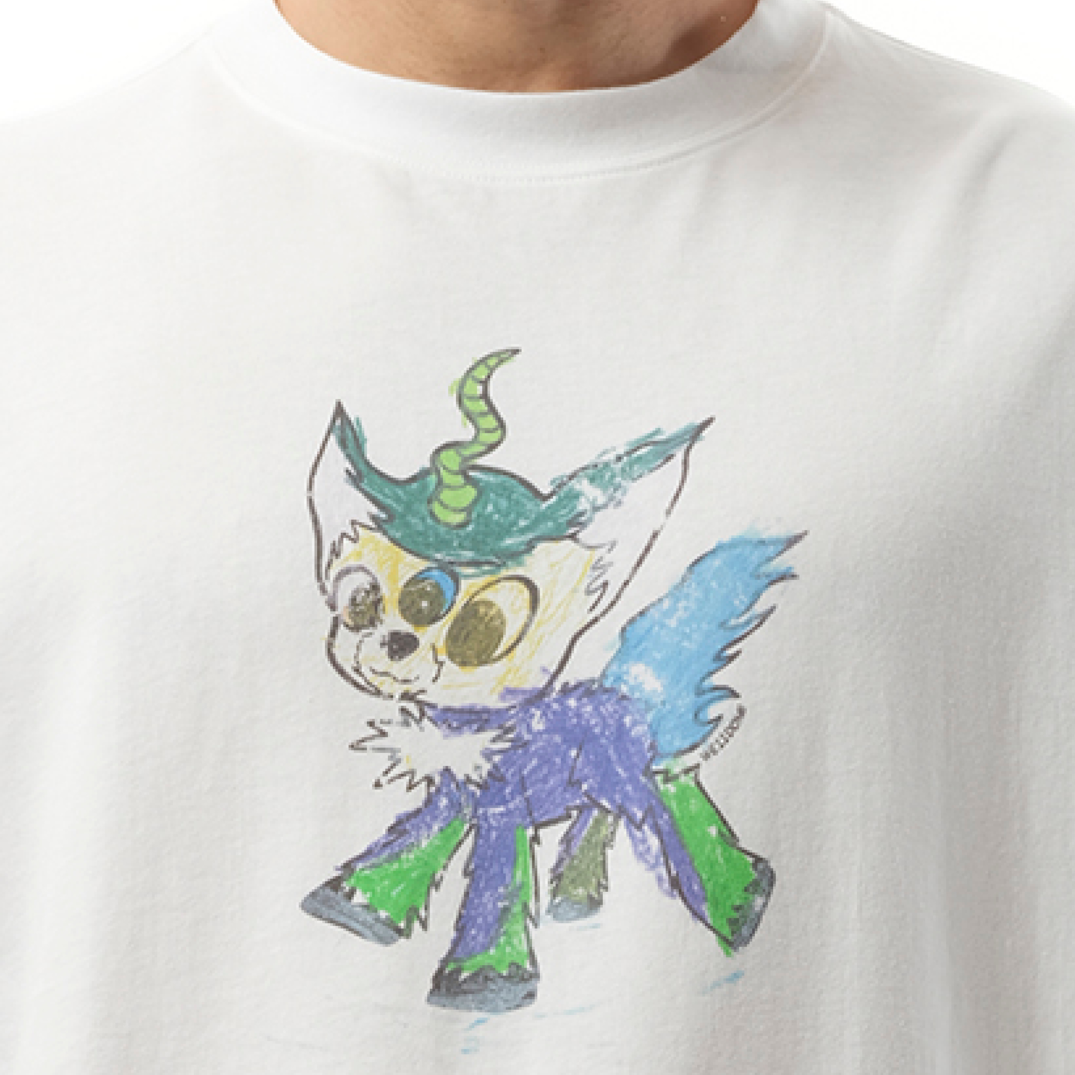 Jeff Monster Drawing T-Shirt in White - 3
