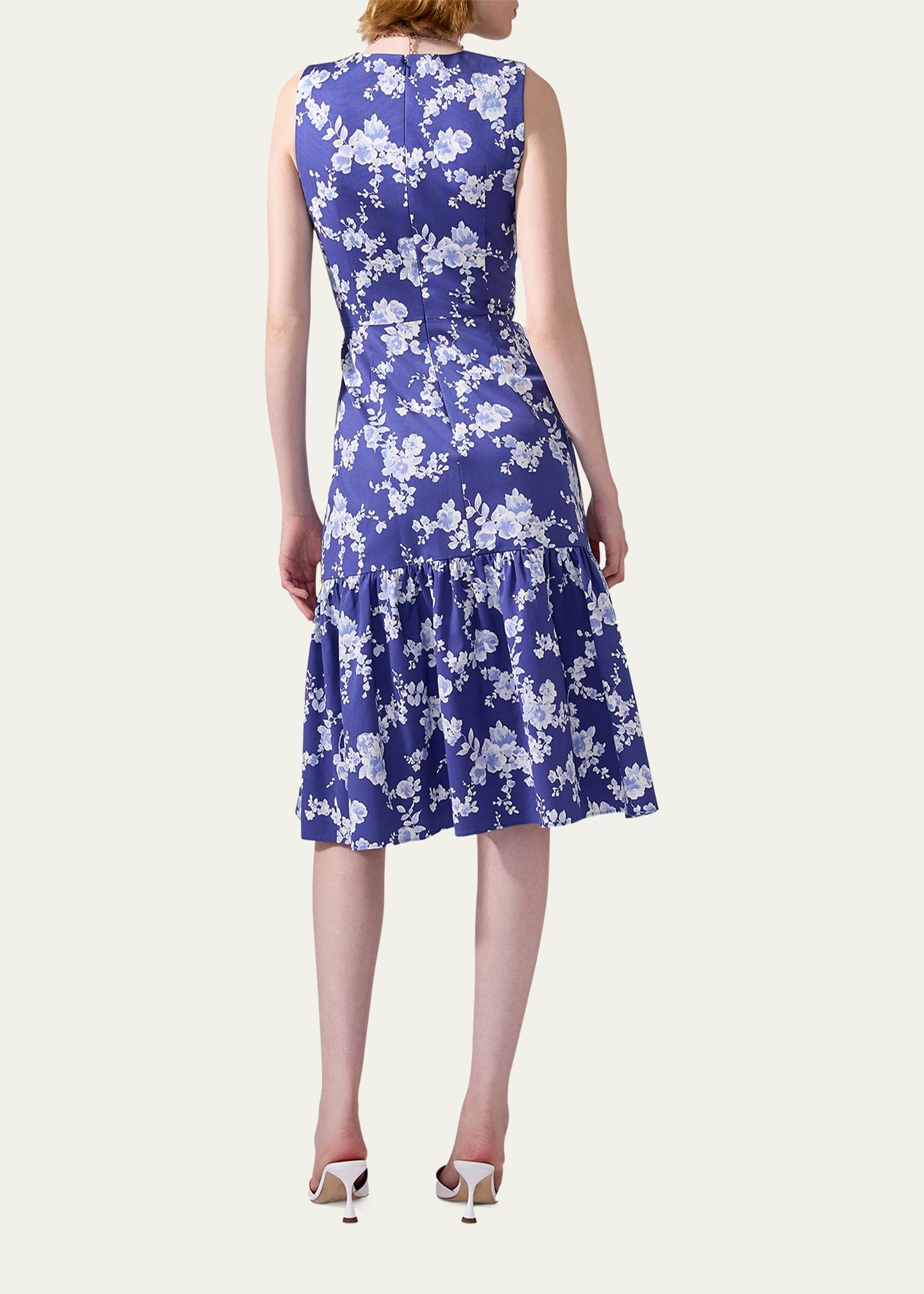 Sleeveless Floral Ruffle Dress - 3
