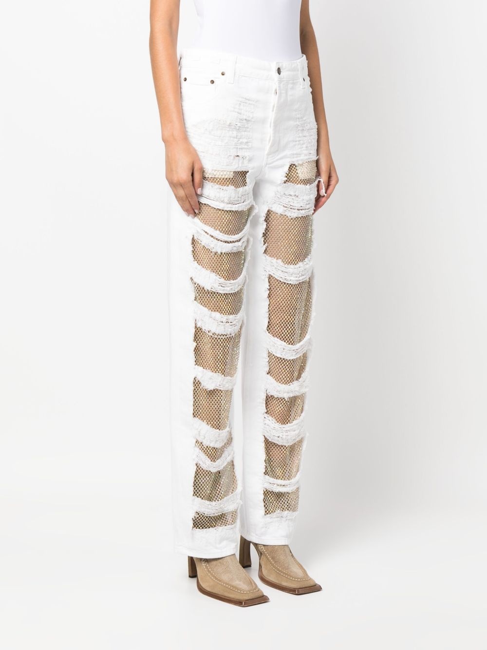 ripped design cotton jeans - 3