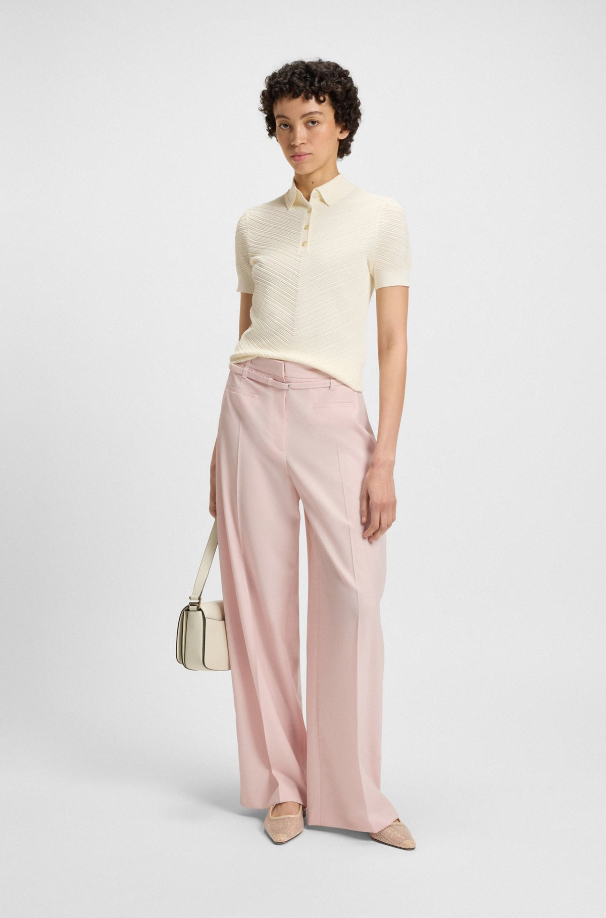 STRUCTURED SWEATER WITH POLO COLLAR - 3