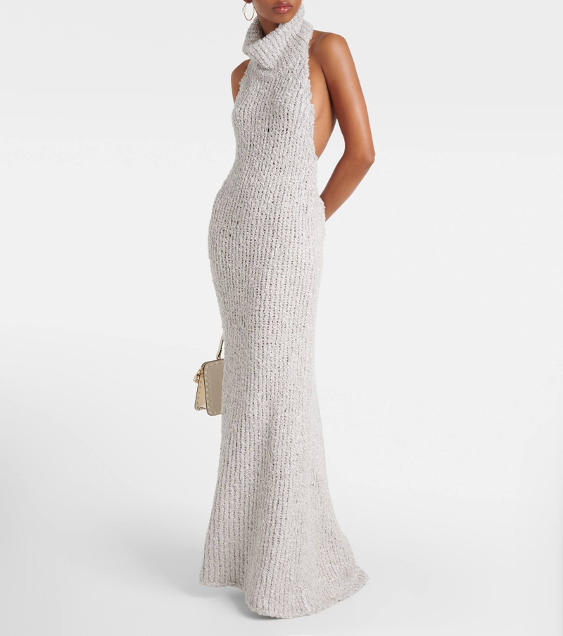 Valentino Turtleneck silk bouclé maxi dress outlook
