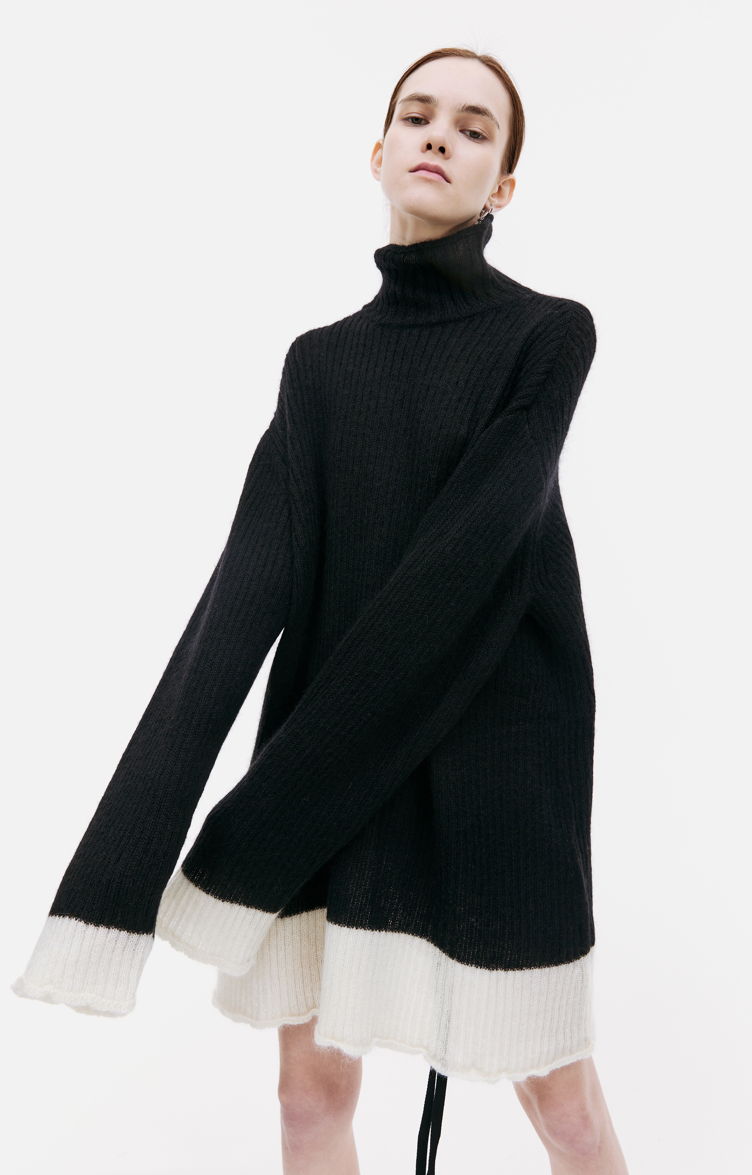 UNDERCOVER BLACK ROLLED EDGE SWEATER | REVERSIBLE