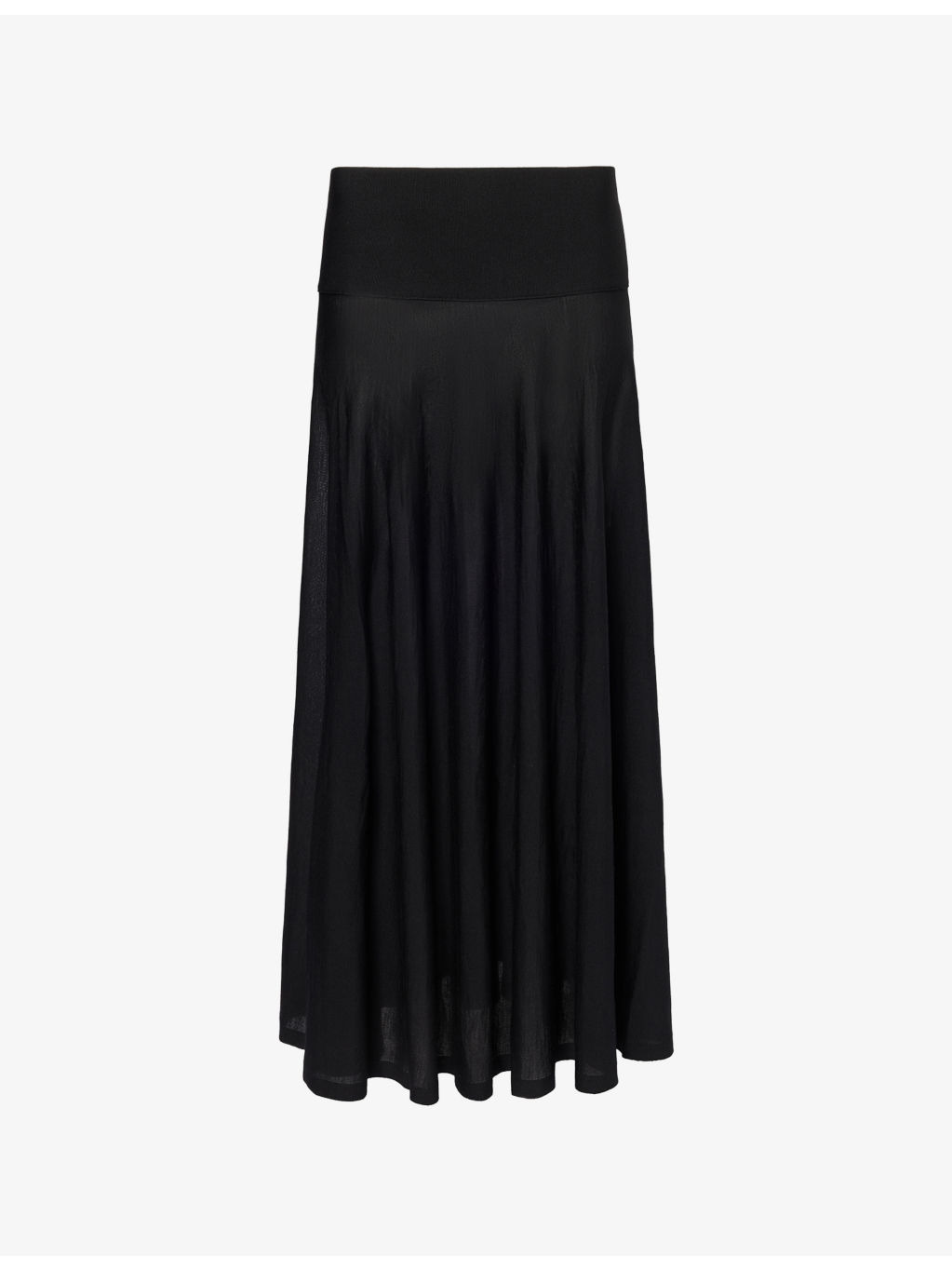 Semi-Sheer High-Rise Wool-Knit Midi Skirt - 1