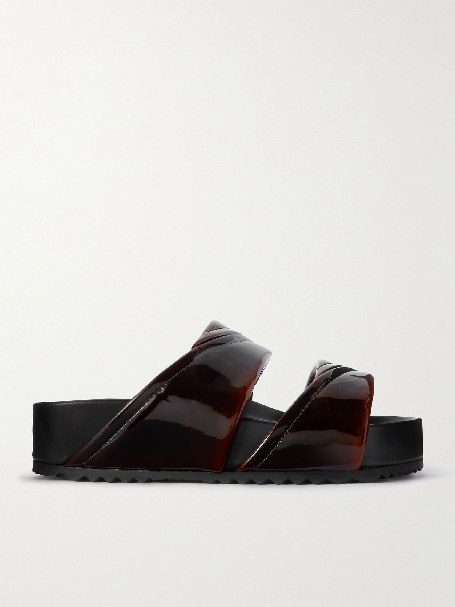 Patent-leather platform slides Dark brown - 1