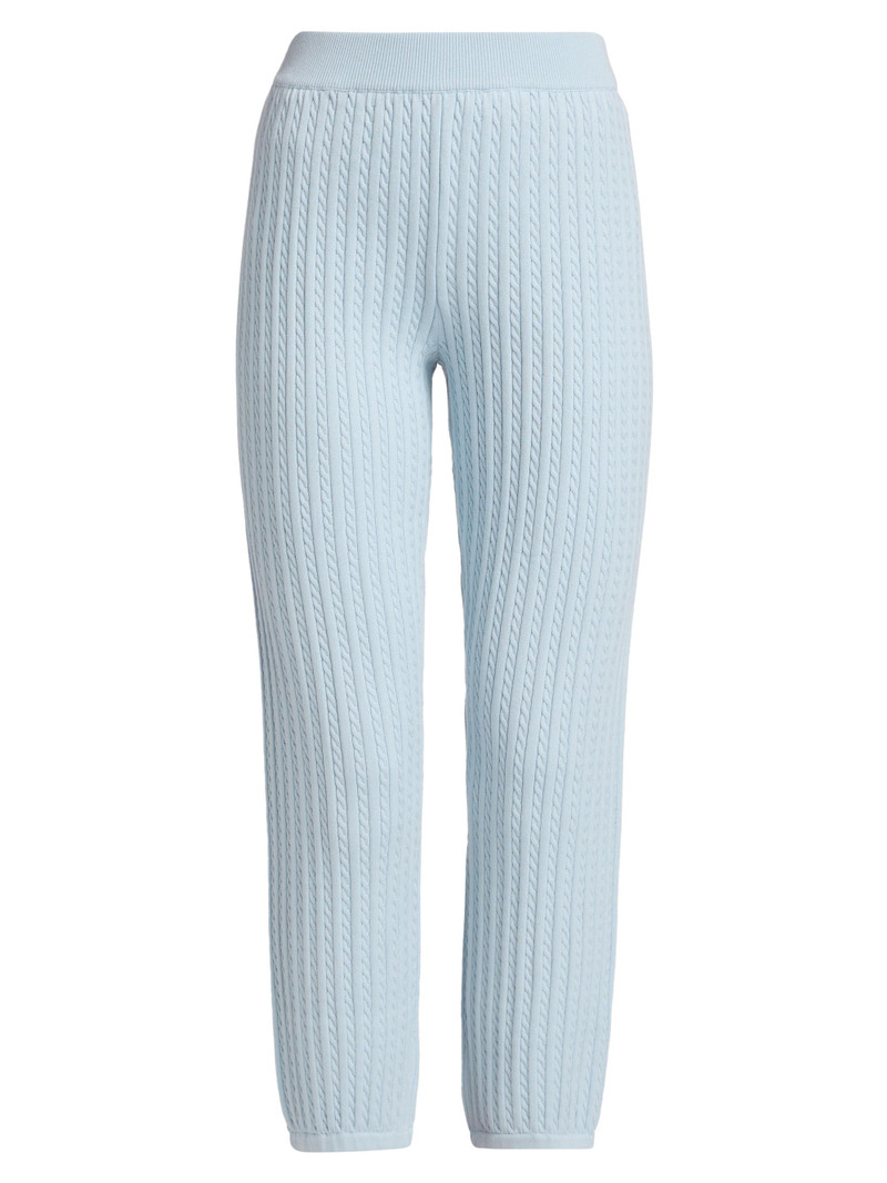 Women's Cable-Knit Cotton-Cashmere Crop Joggers - Blue Haze 1