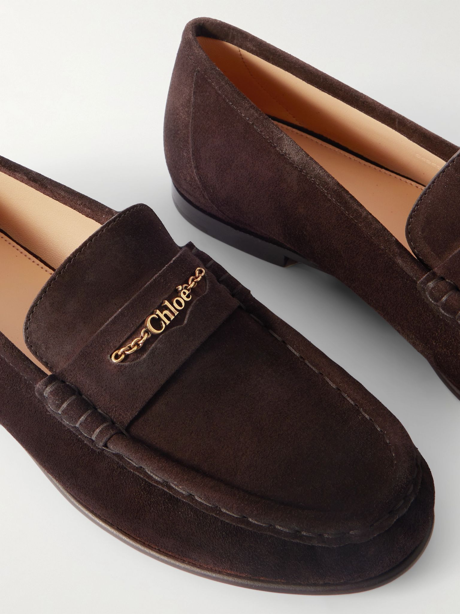 Embellished suede loafers Dark brown - 4