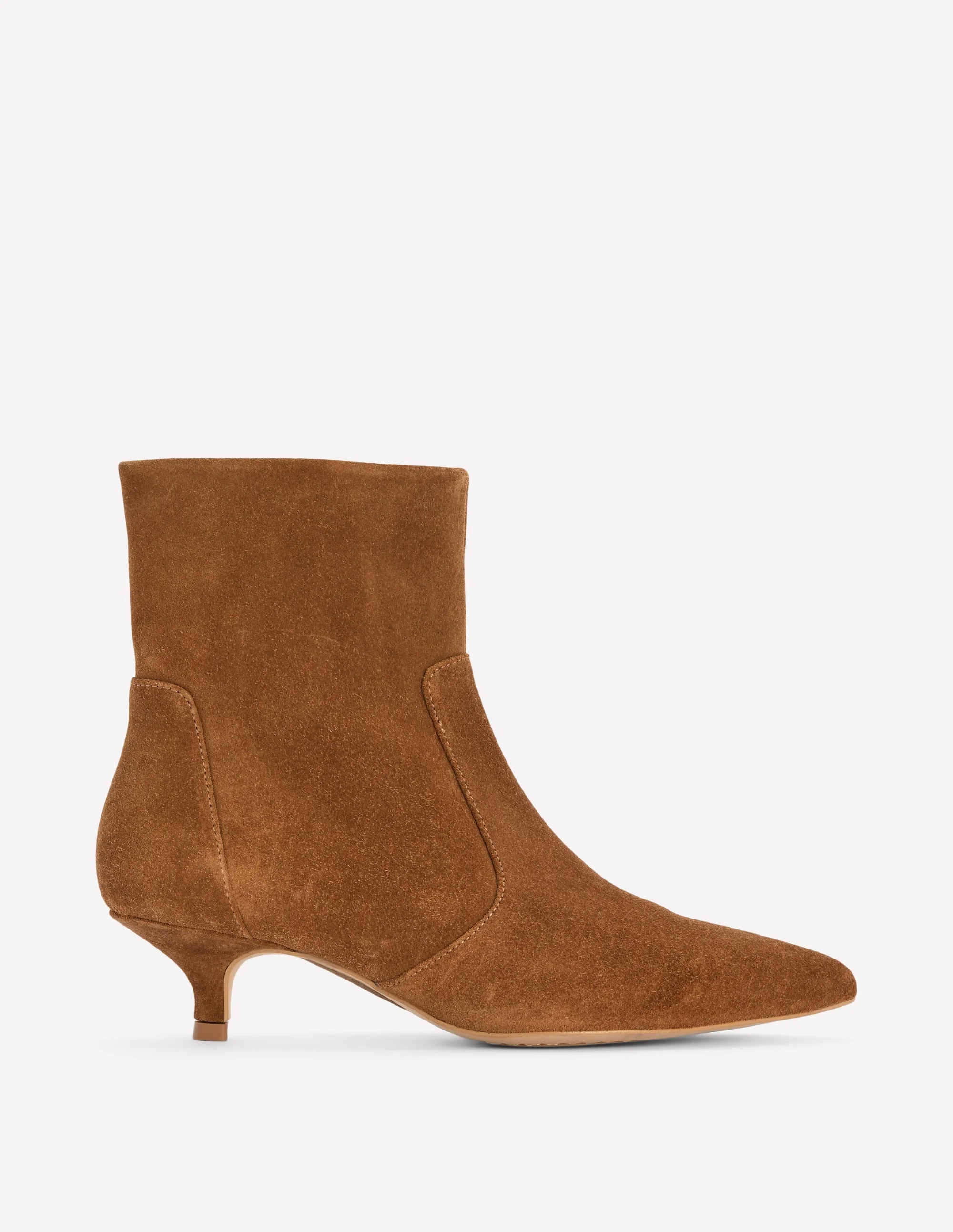Isobel Kitten Heel Ankle Boot-Cognac Suede - 1