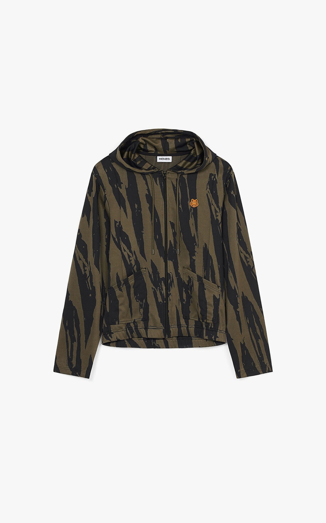 'Pleat Camo' zipped hooded sweatshirt. - 1