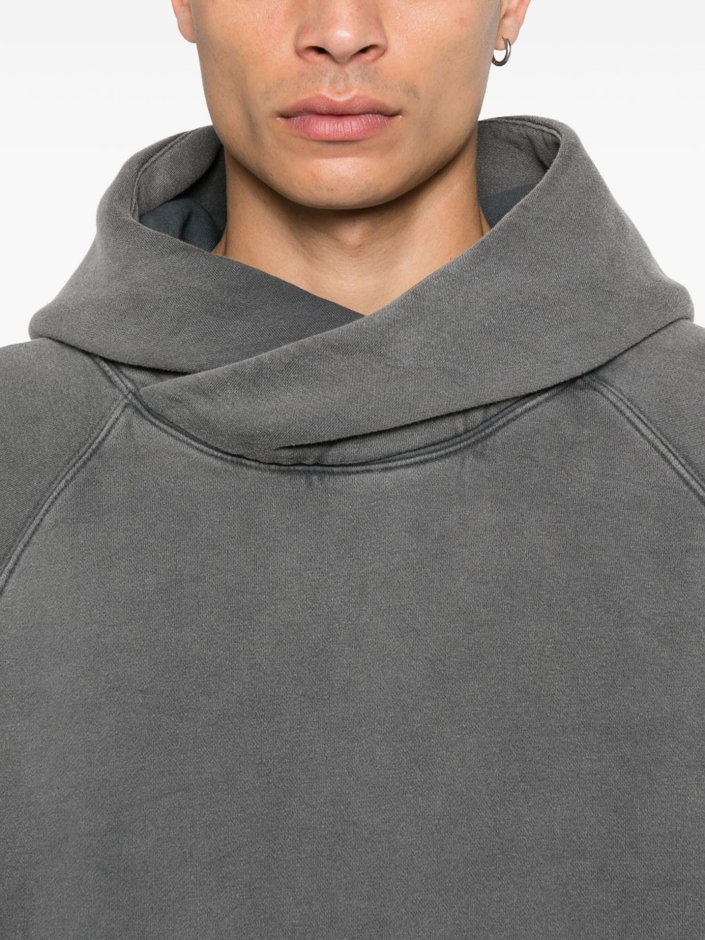 raglan-sleeve frayed-hem hoodie - 5