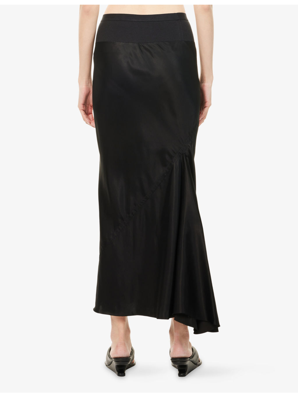 Bias Draped Woven Maxi Skirt - 4