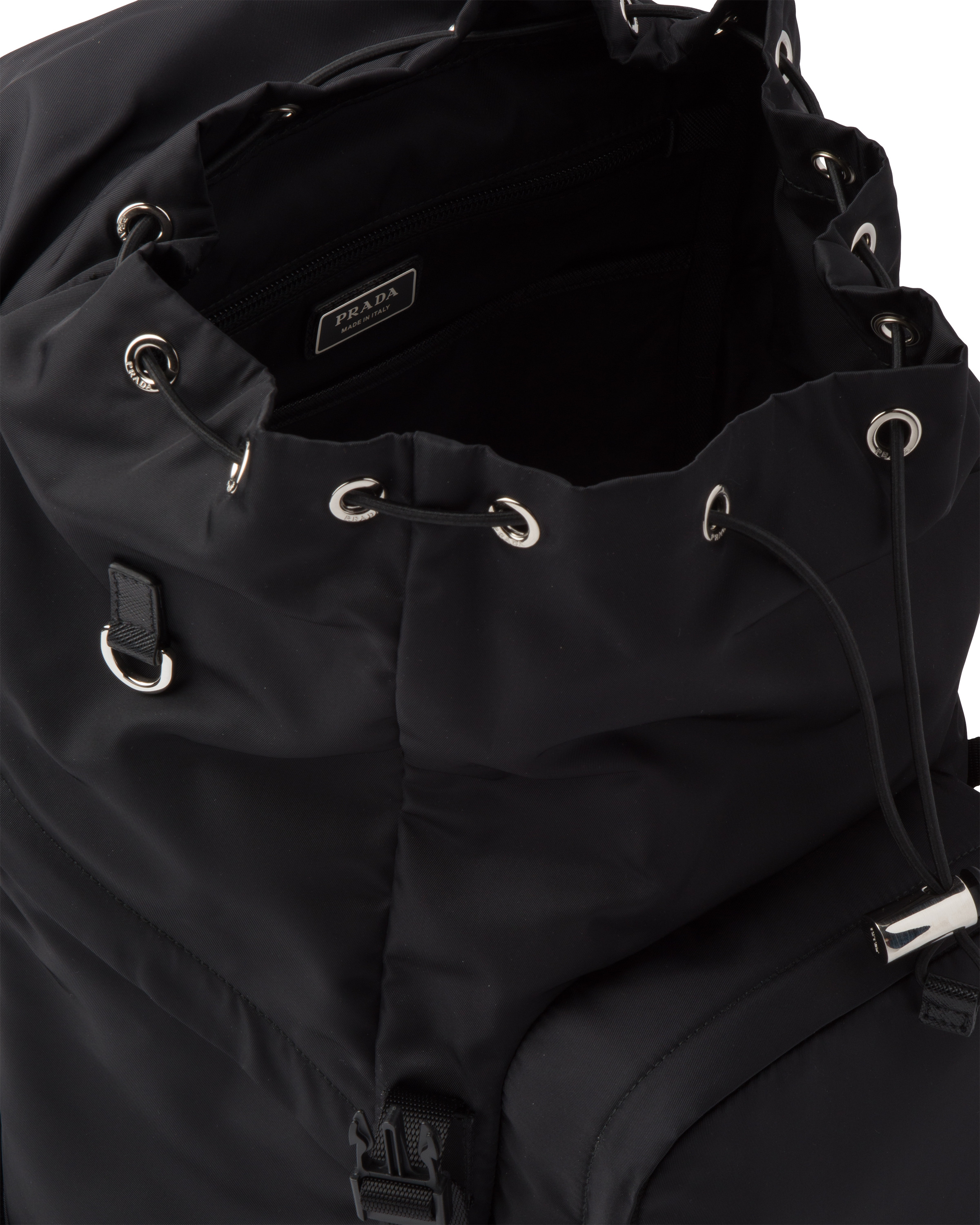 Re-Nylon and Saffiano leather backpack with hood - 5