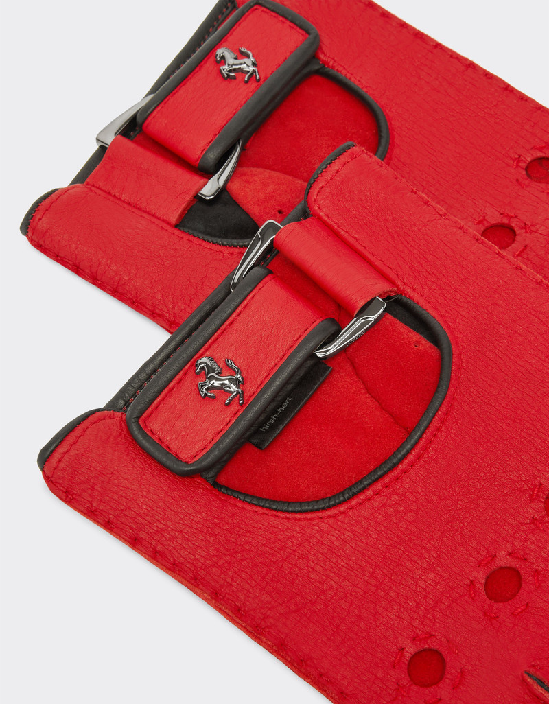 Leather driving gloves with Prancing Horse detail 3