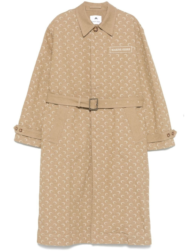 Moonogram-pattern twill coat 1