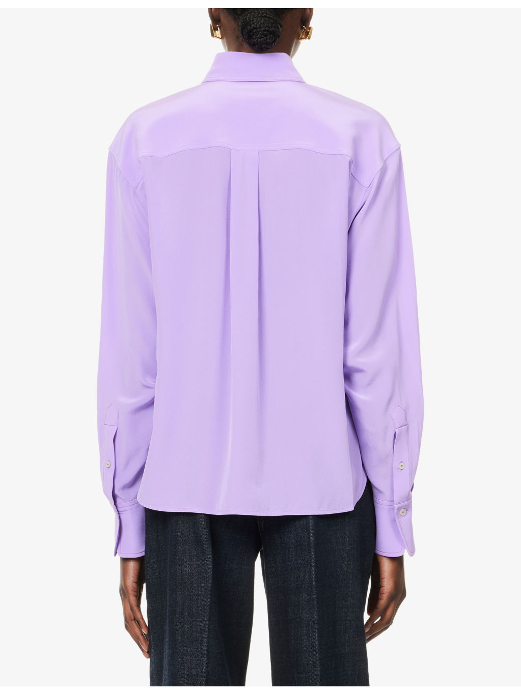 Cropped Long-Sleeves Silk Shirt - 4