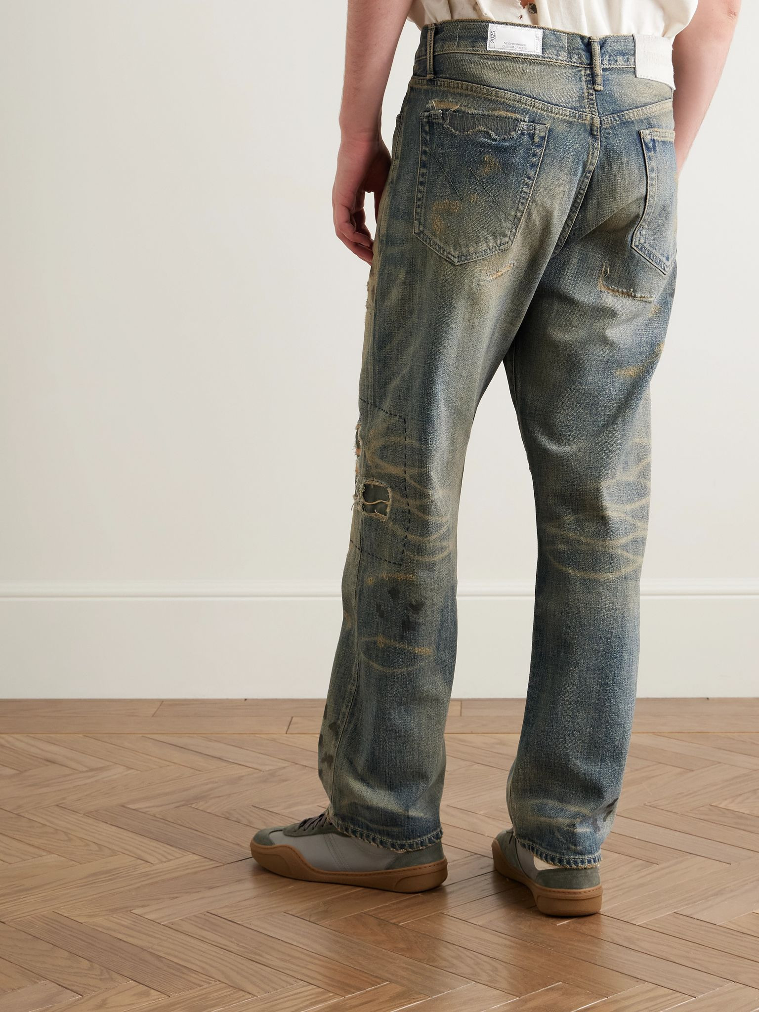 Savage Straight-Leg Distressed Selvedge Jeans Blue - 4