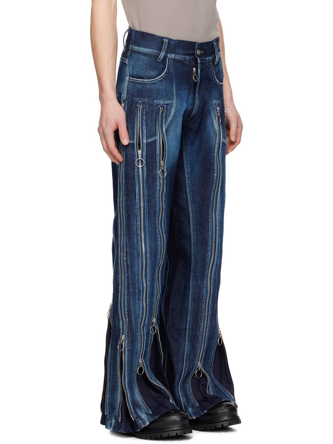 Blue Adjustable Fit Zip Jeans - 2