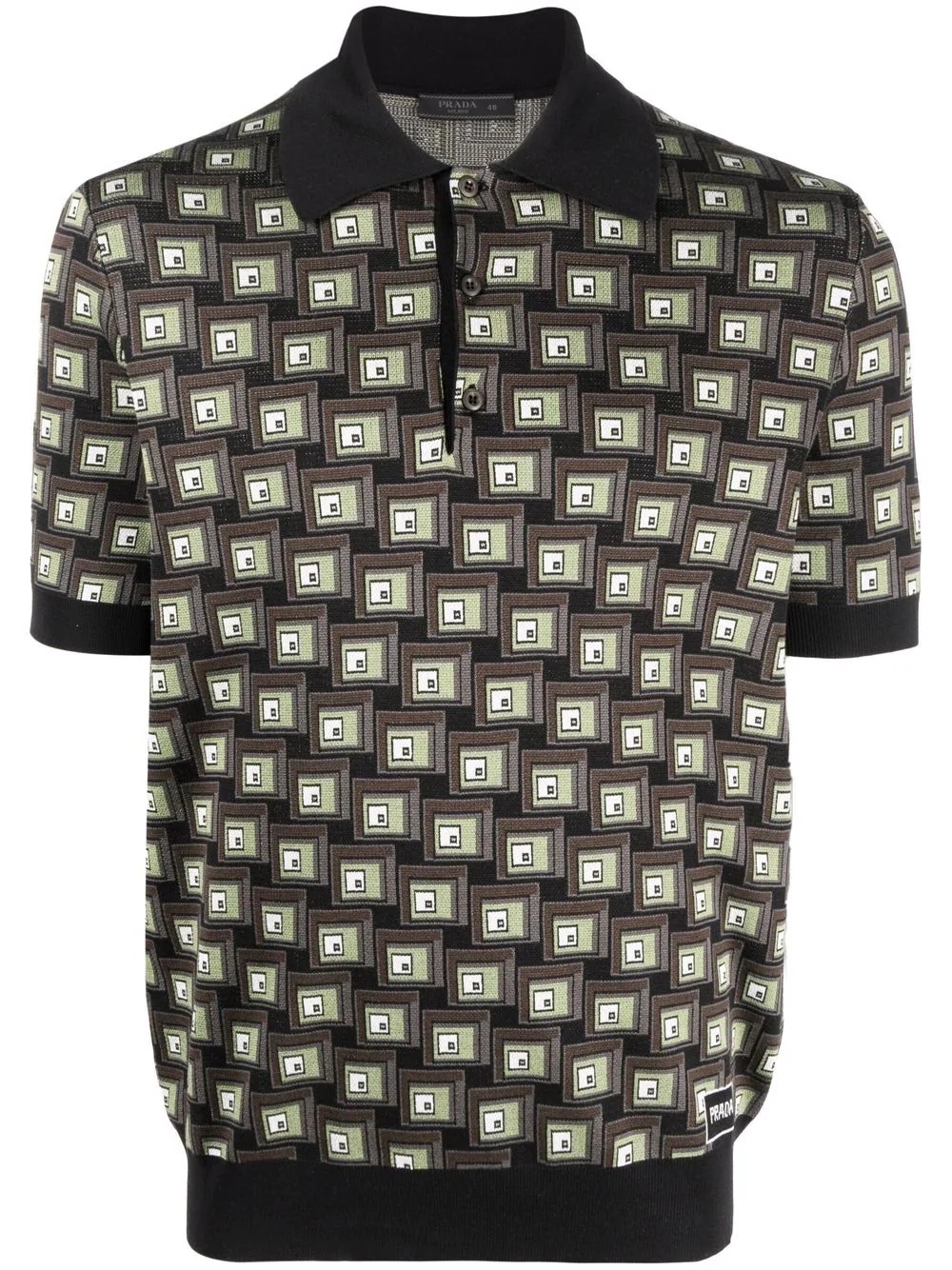 geometric-pattern polo shirt - 1