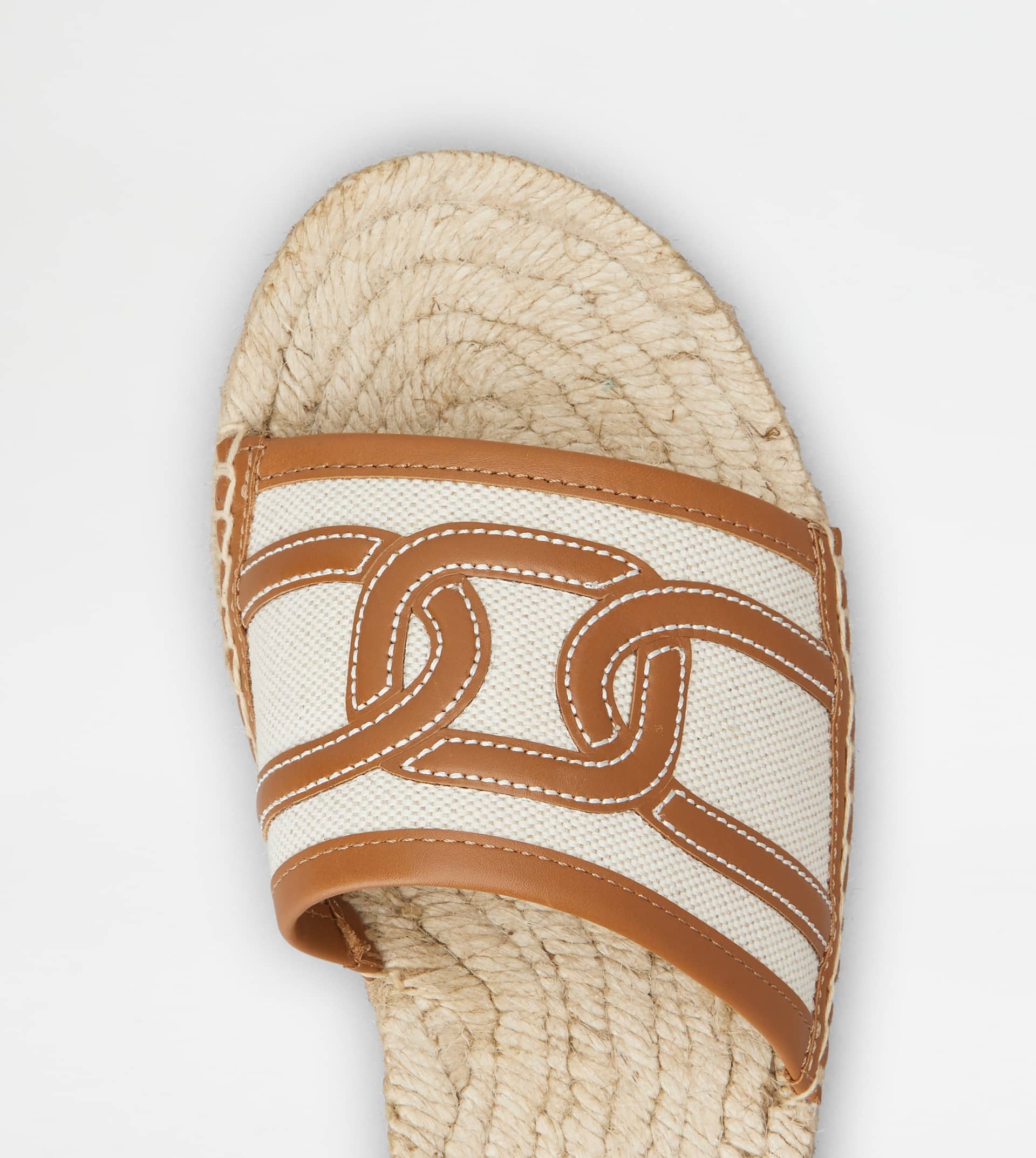 KATE SANDALS IN CANVAS AND LEATHER - WHITE, BROWN - 5
