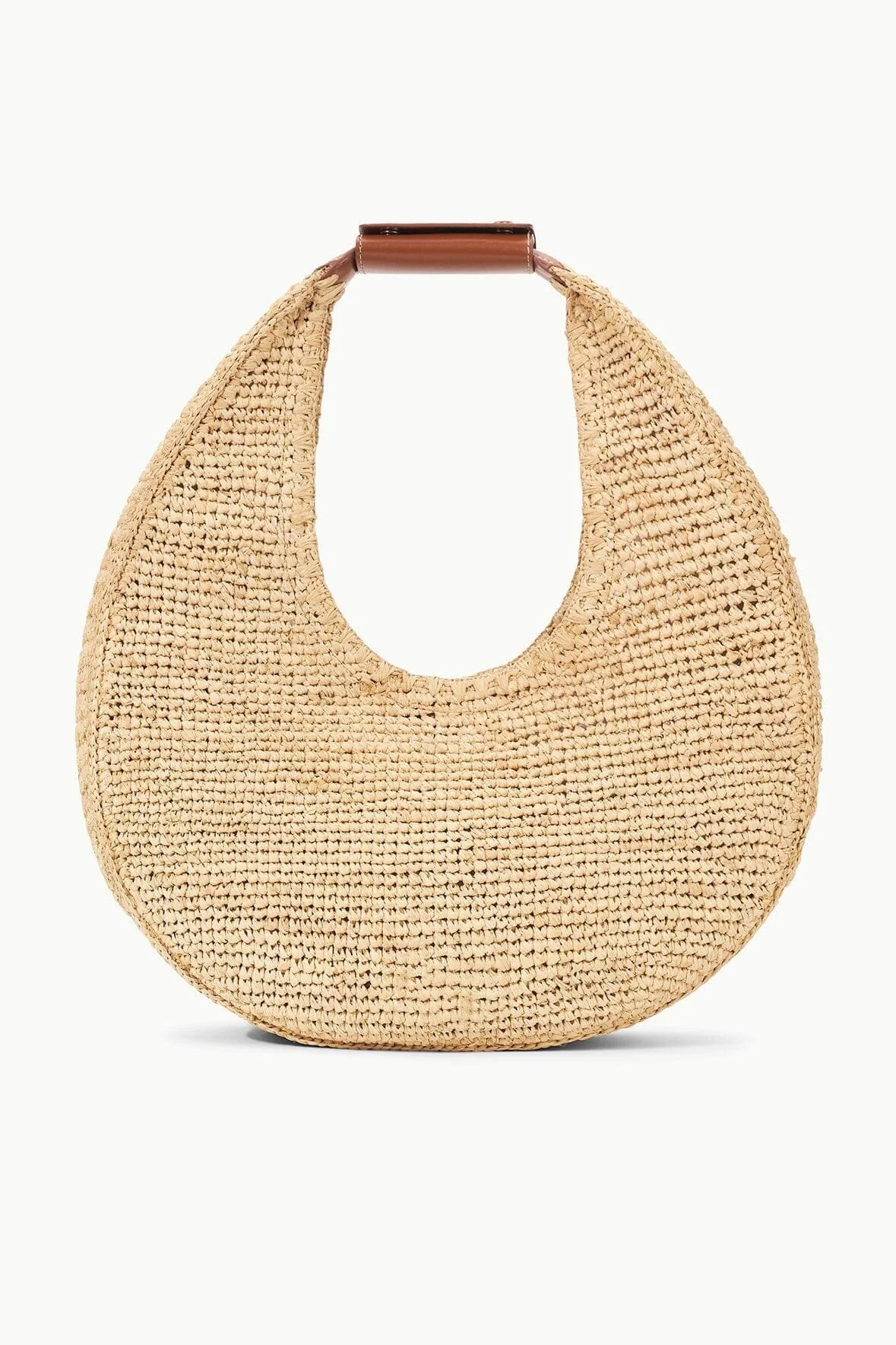 STAUD LARGE RAFFIA MOON TOTE BAG NATURAL TAN - 1
