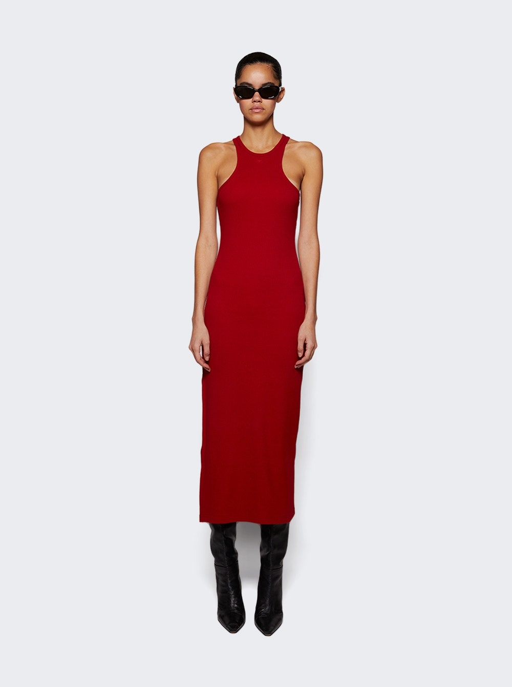 Scuba 90's Rib Long Dress Ruby - 3