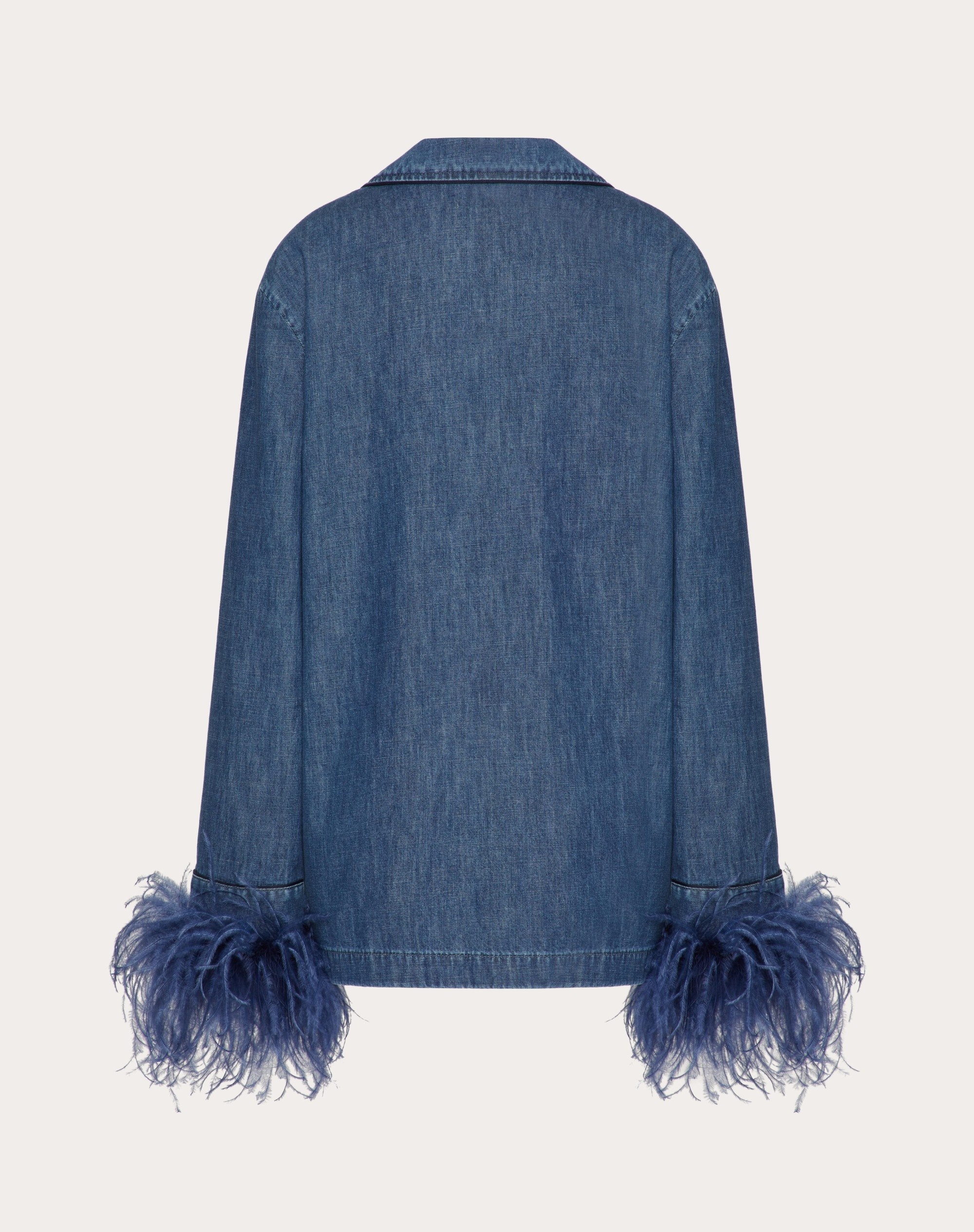 CHAMBRAY DENIM SHIRT WITH FEATHERS - 2