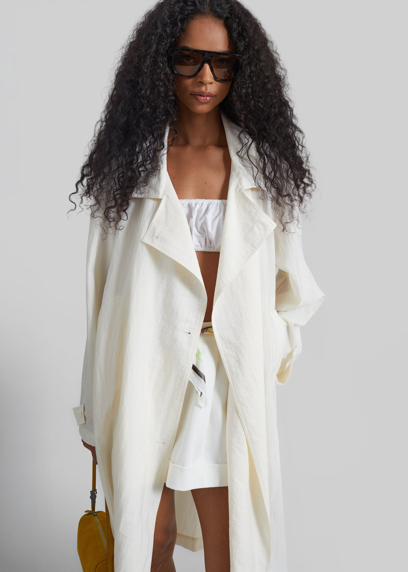 Rosora Sheer Fluid Trench Coat - Cream 7