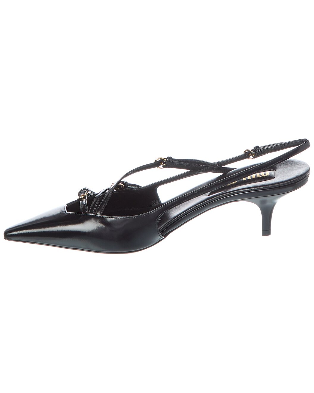 Miu Miu Logo Brushed Leather Slingback Pump - 2