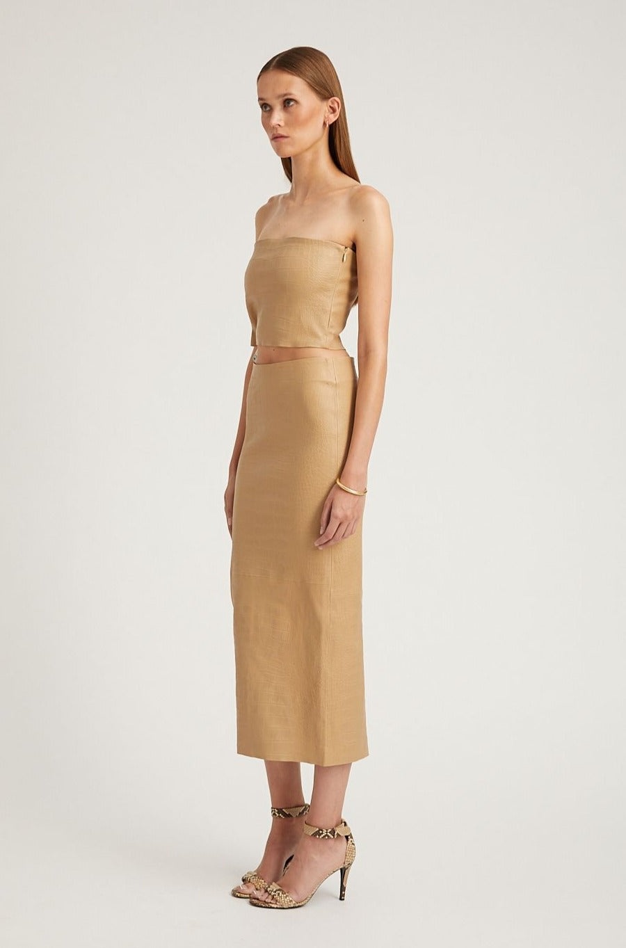 SAHARA EMBOSSED LEATHER MICRO TUBE TOP - 2