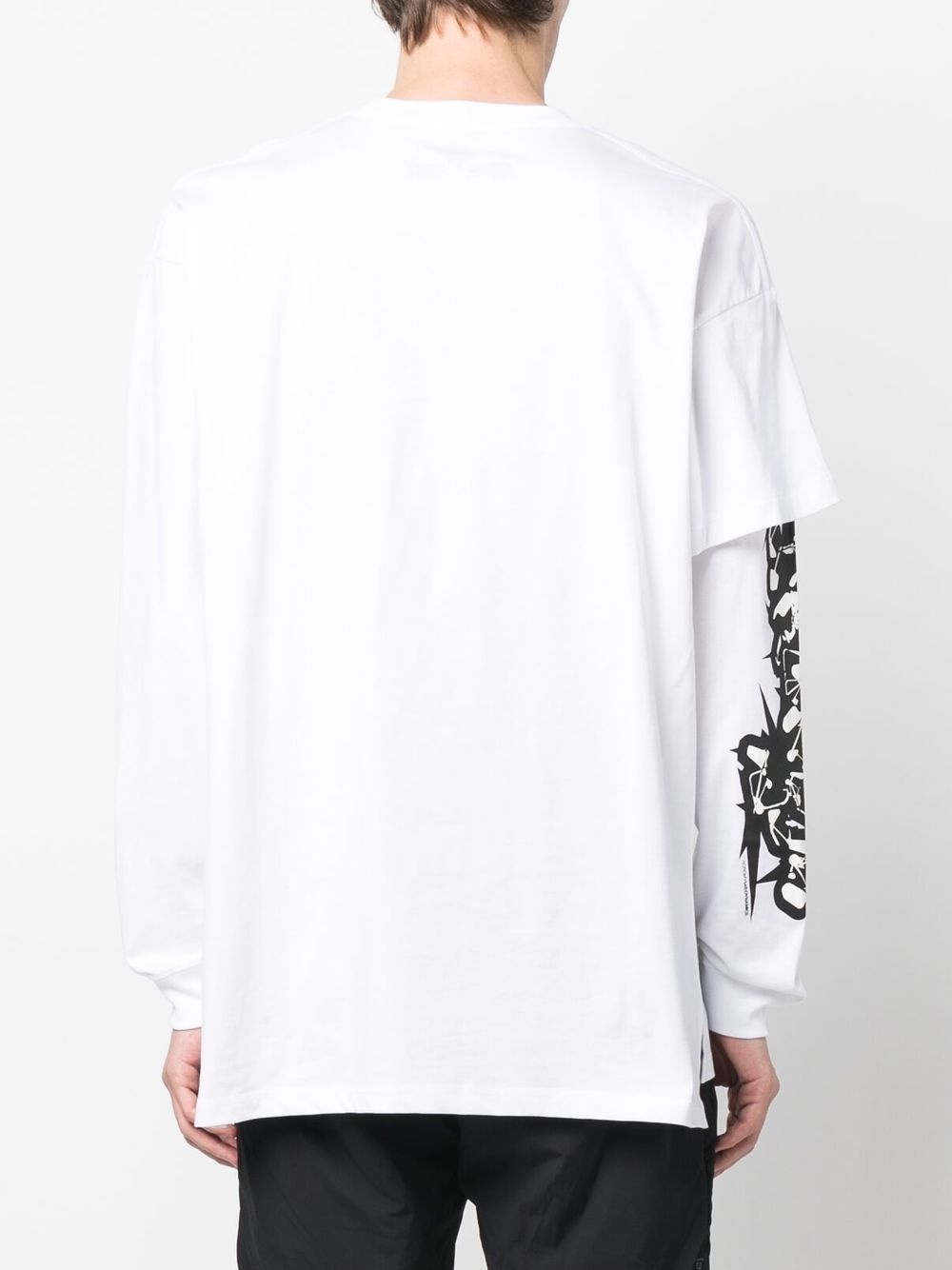 logo-print asymmetric-sleeve T-shirt - 4