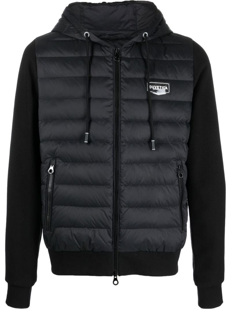 logo-patch quilted jacket - 1