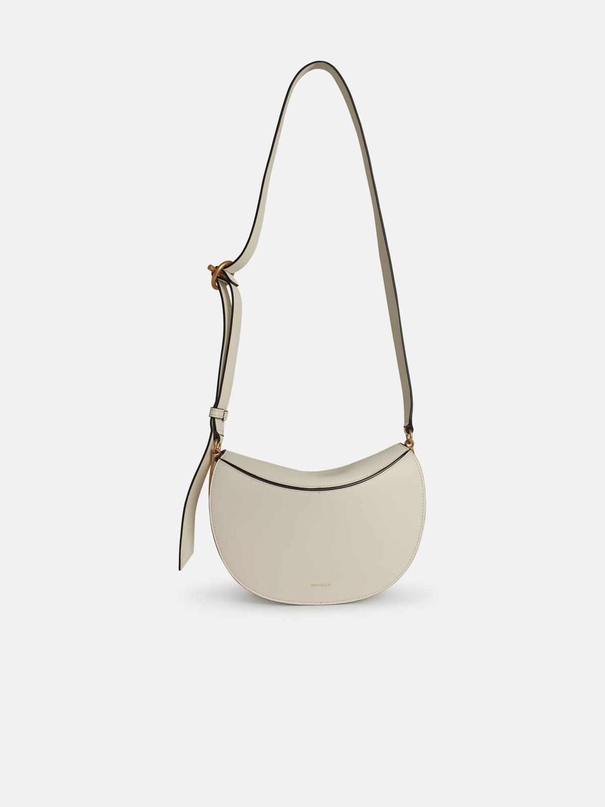 'KATE' WHITE LEATHER CROSSBODY BAG - 1