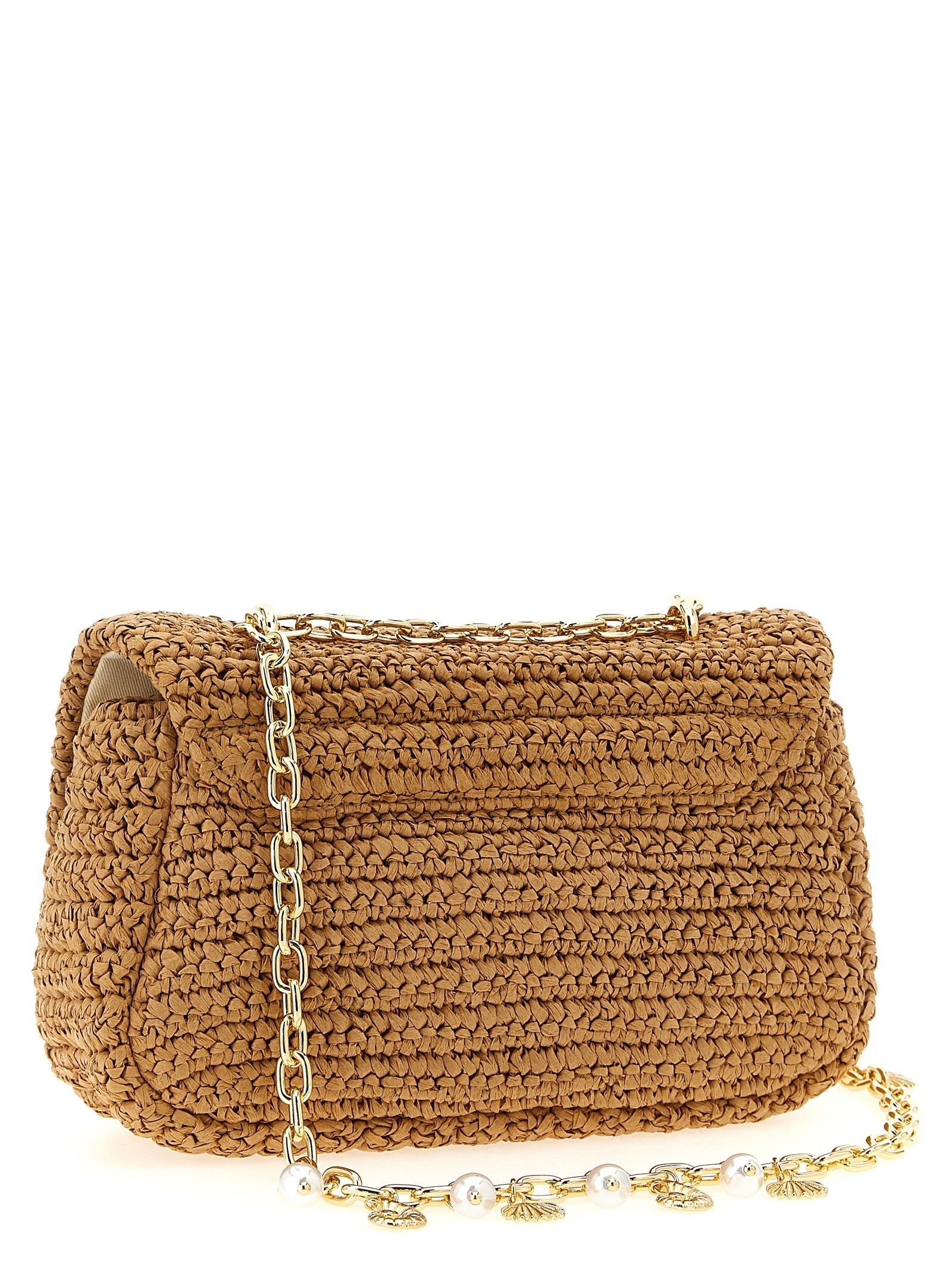 Raffia Bow Charm Shoulder Bags Beige - 2
