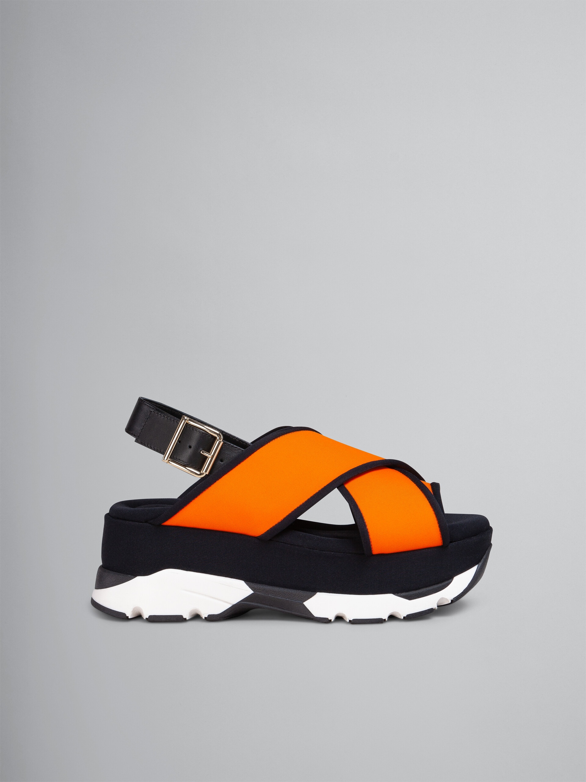 ORANGE TECHNICAL FABRIC CRISS-CROSSWEDGE SANDAL - 1