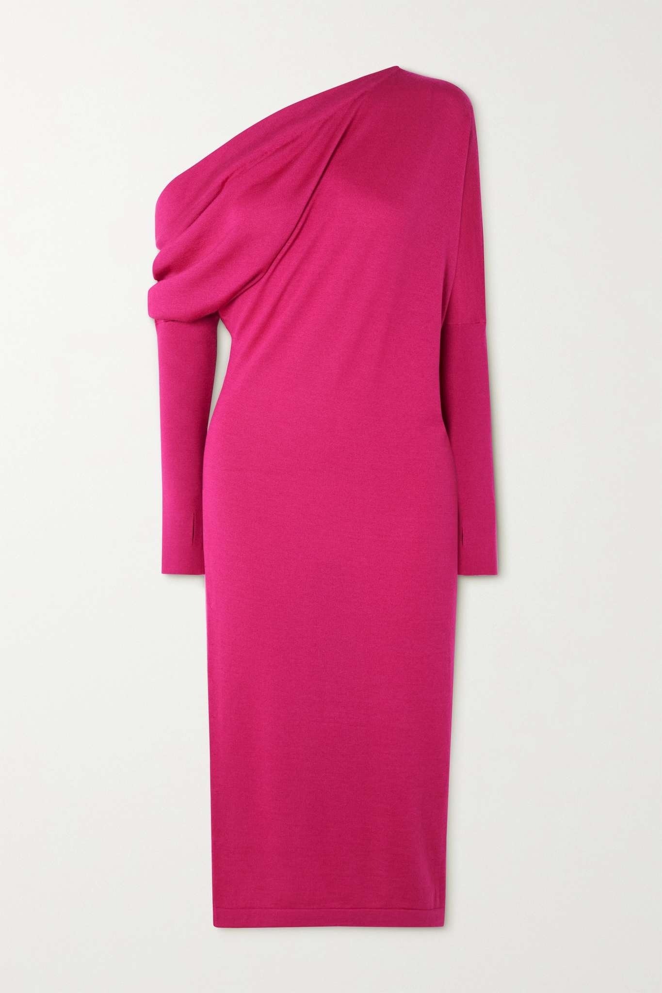 One-shoulder cashmere and silk-blend midi dress - 1