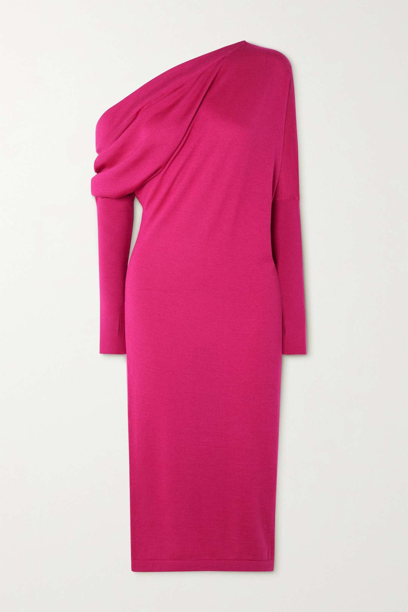 One-shoulder cashmere and silk-blend midi dress 1