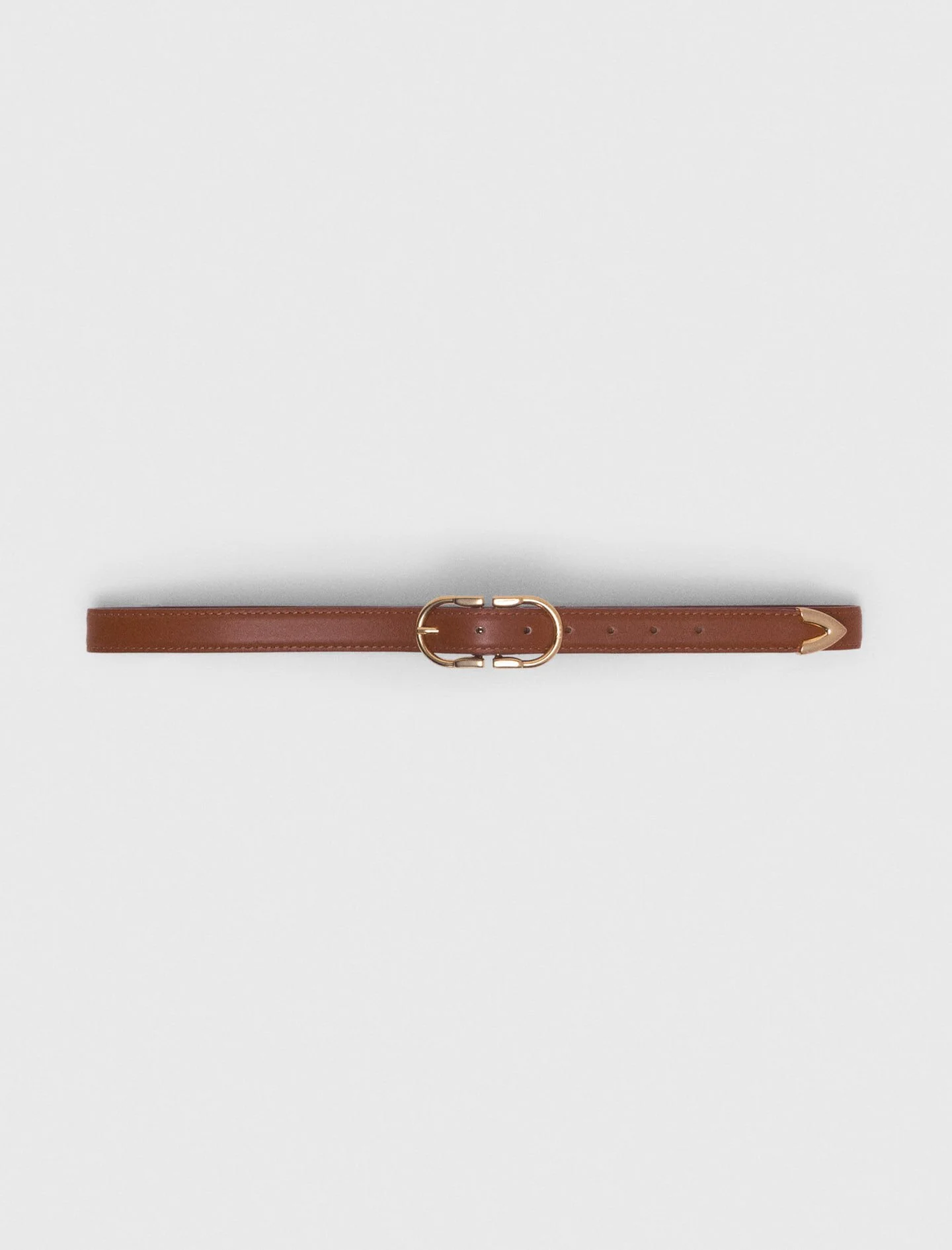 Double-buckle leather belt - 1