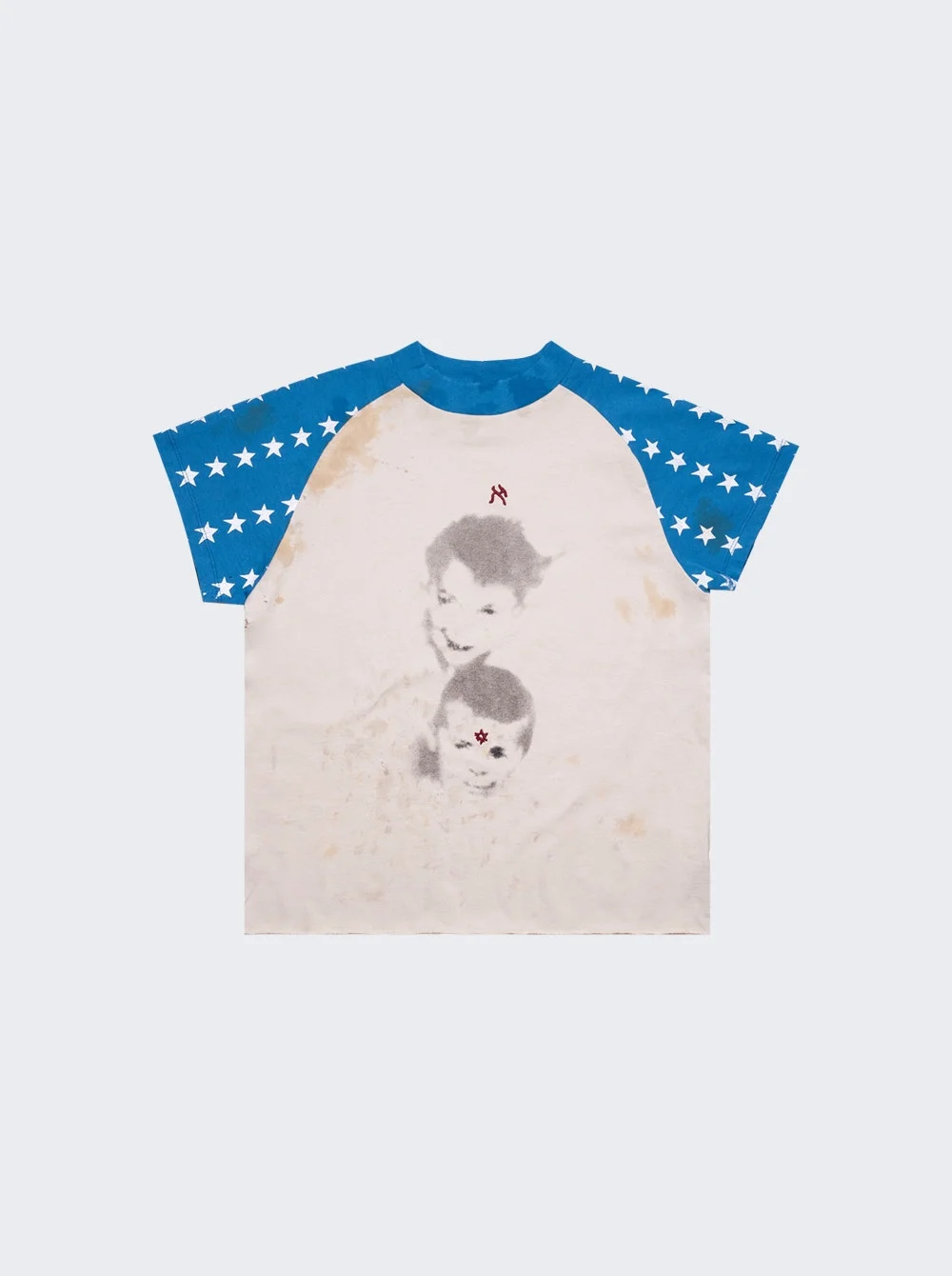 Down Sydrome Aleph Raglan Tee White And Blue - 1