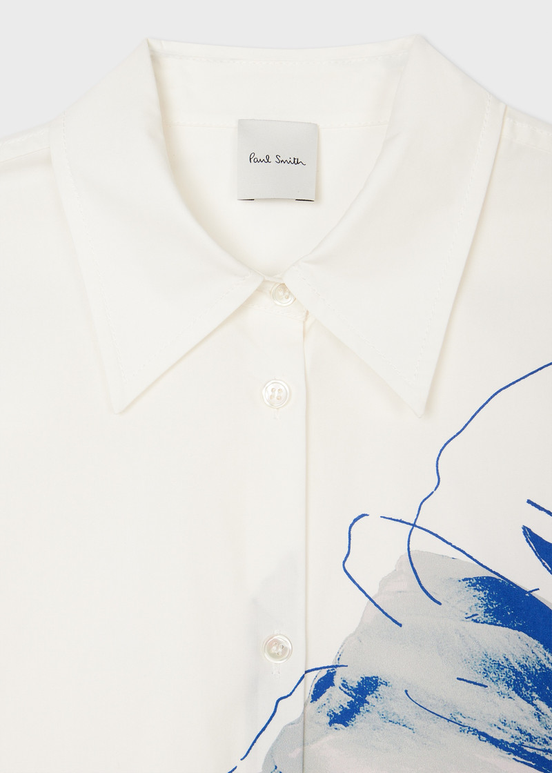 Paul Smith Women's White Cotton Placement Floral Shirt outlook